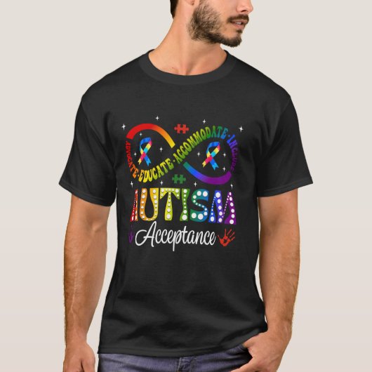 Autisme Bewustzijn Acceptatie Oneindigheidssymbool T-shirt (Voorkant)