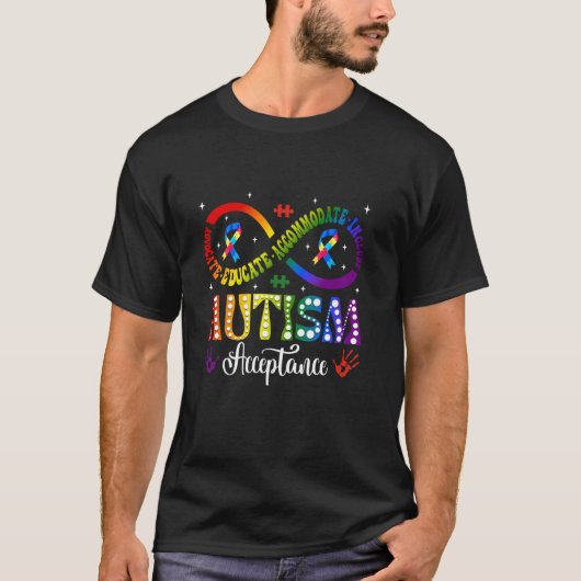 Autisme Bewustzijn Acceptatie Oneindigheidssymbool T-shirt (Voorkant)