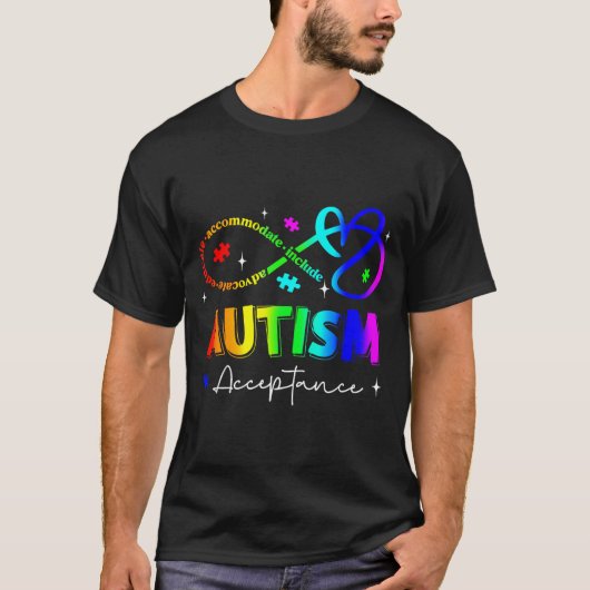 Autisme Bewustzijn Acceptatie Oneindigheidssymbool T-shirt (Voorkant)