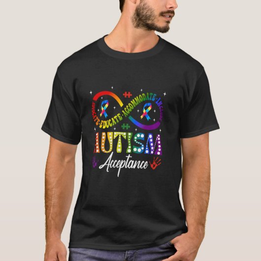 Autisme Bewustzijn Acceptatie Oneindigheidssymbool T-shirt (Voorkant)