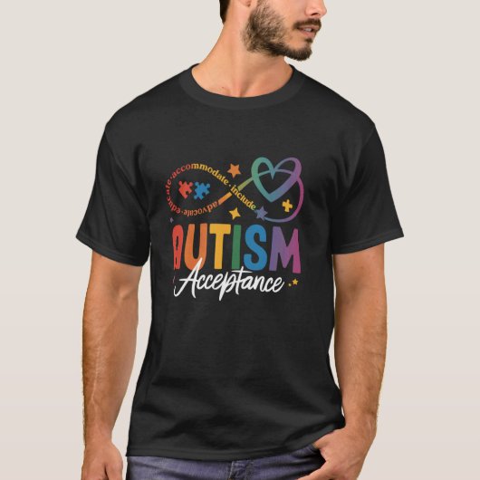 Autisme Bewustzijn Acceptatie Oneindigheidssymbool T-shirt (Voorkant)