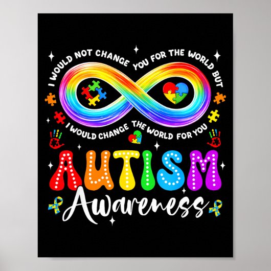 Autisme bewustzijn Acceptatie Regenboog Oneindighe Poster (Voorkant)
