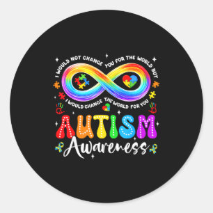 Autisme bewustzijn Acceptatie Regenboog Oneindighe Ronde Sticker