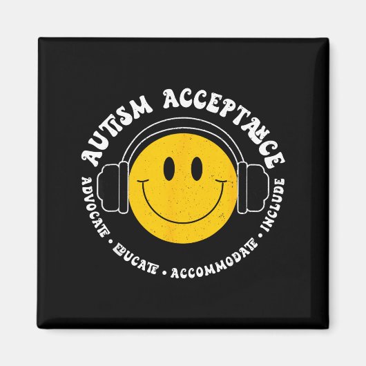Autisme Bewustzijn Acceptatie Smile Face Grappige Magneet (Voorkant)