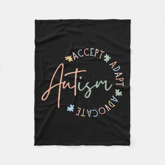 Autisme Bewustzijn Accepteer Adapt Advocate Autism Fleece Deken (Voorkant)