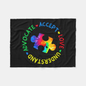 Autisme Bewustzijn Accepteer Adapt Advocate Autism Fleece Deken (Voorkant (Horizontaal))
