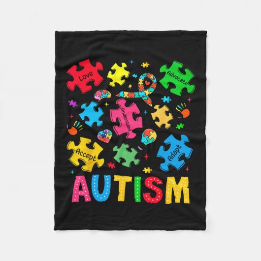Autisme Bewustzijn Accepteer Adapt Advocate Autism Fleece Deken (Voorkant)