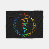 Autisme Bewustzijn Accepteer Adapt Advocate Autism Fleece Deken (Voorkant (Horizontaal))