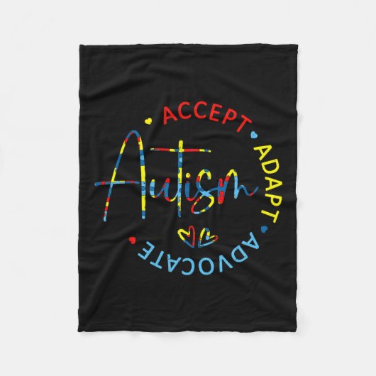 Autisme Bewustzijn Accepteer Adapt Advocate Autism Fleece Deken (Voorkant)