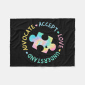 Autisme Bewustzijn Accepteer Adapt Advocate Autism Fleece Deken (Voorkant (Horizontaal))