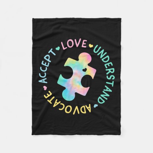 Autisme Bewustzijn Accepteer Adapt Advocate Autism Fleece Deken (Voorkant)