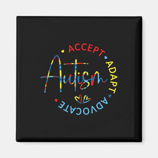 Autisme Bewustzijn Accepteer Adapt Advocate Autism Magneet (Voorkant)