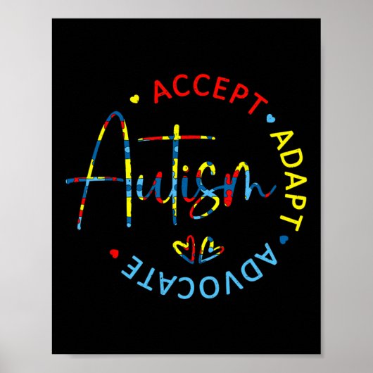 Autisme Bewustzijn Accepteer Adapt Advocate Autism Poster (Voorkant)
