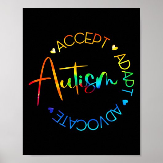 Autisme Bewustzijn Accepteer Adapt Advocate Autism Poster (Voorkant)