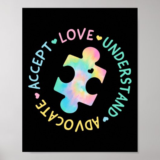 Autisme Bewustzijn Accepteer Adapt Advocate Autism Poster (Voorkant)