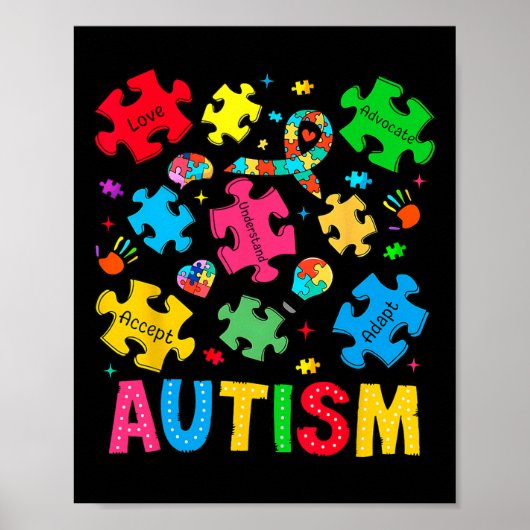 Autisme Bewustzijn Accepteer Adapt Advocate Autism Poster (Voorkant)