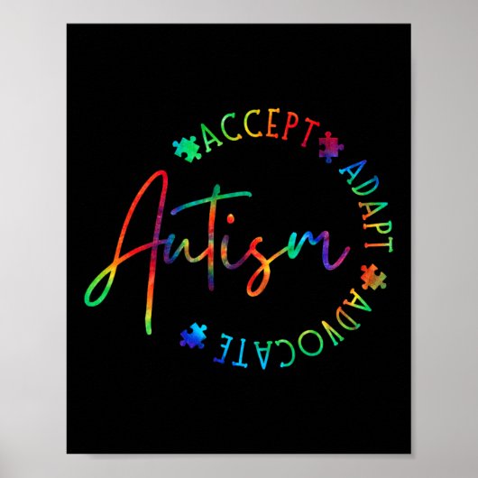 Autisme Bewustzijn Accepteer Adapt Advocate Autism Poster (Voorkant)