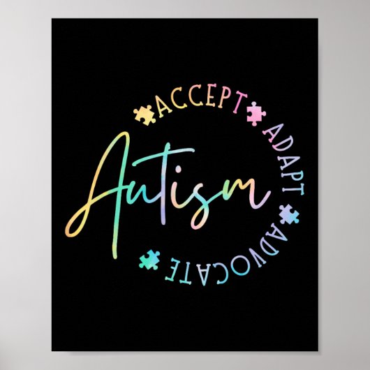 Autisme Bewustzijn Accepteer Adapt Advocate Autism Poster (Voorkant)
