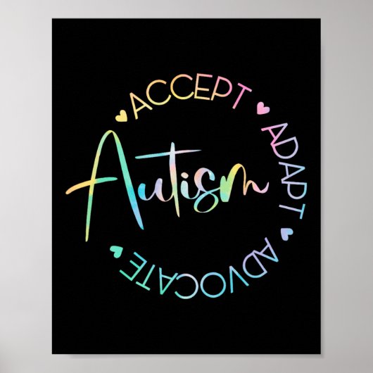 Autisme Bewustzijn Accepteer Adapt Advocate Autism Poster (Voorkant)
