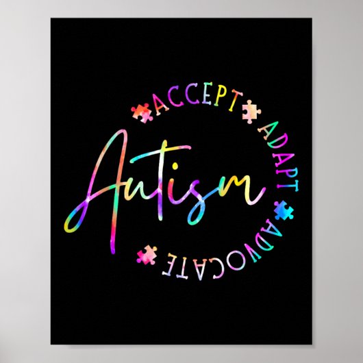 Autisme Bewustzijn Accepteer Adapt Advocate Autism Poster (Voorkant)