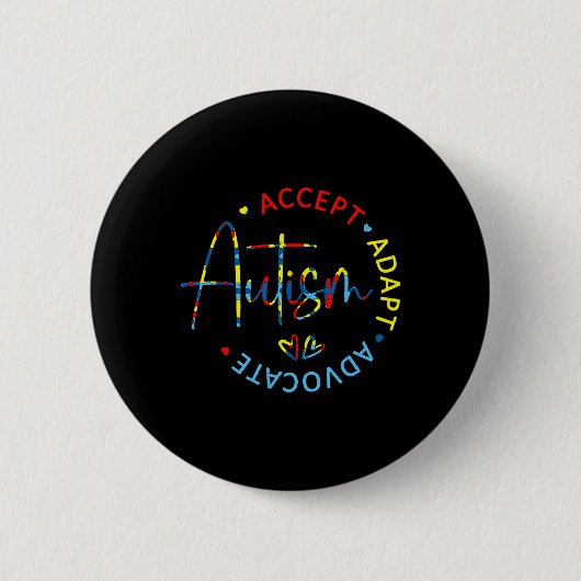 Autisme Bewustzijn Accepteer Adapt Advocate Autism Ronde Button 5,7 Cm (Voorkant)