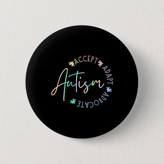Autisme Bewustzijn Accepteer Adapt Advocate Autism Ronde Button 5,7 Cm (Voorkant)