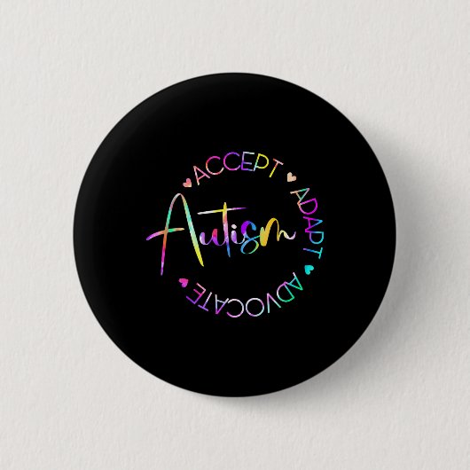 Autisme Bewustzijn Accepteer Adapt Advocate Autism Ronde Button 5,7 Cm (Voorkant)
