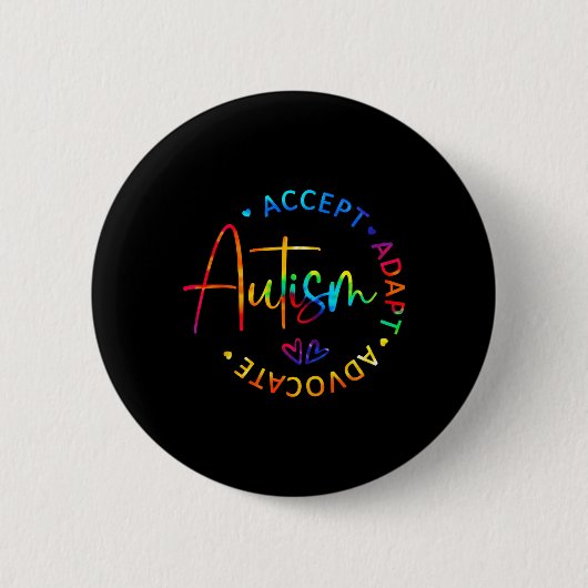 Autisme Bewustzijn Accepteer Adapt Advocate Autism Ronde Button 5,7 Cm (Voorkant)