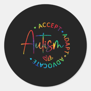 Autisme Bewustzijn Accepteer Adapt Advocate Autism Ronde Sticker