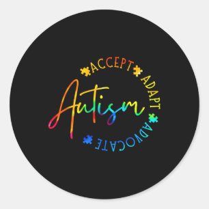 Autisme Bewustzijn Accepteer Adapt Advocate Autism Ronde Sticker