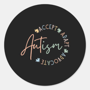 Autisme Bewustzijn Accepteer Adapt Advocate Autism Ronde Sticker