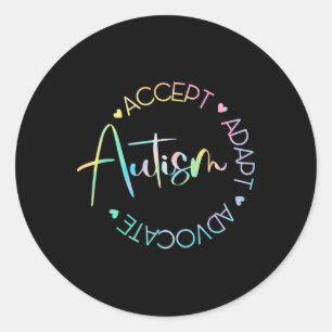 Autisme Bewustzijn Accepteer Adapt Advocate Autism Ronde Sticker