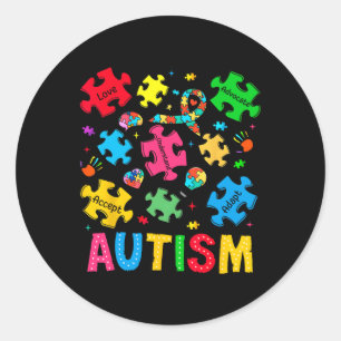 Autisme Bewustzijn Accepteer Adapt Advocate Autism Ronde Sticker