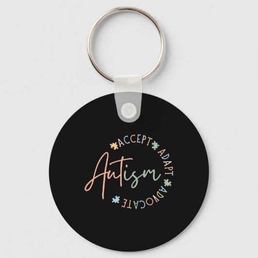 Autisme Bewustzijn Accepteer Adapt Advocate Autism Sleutelhanger (Voorkant)
