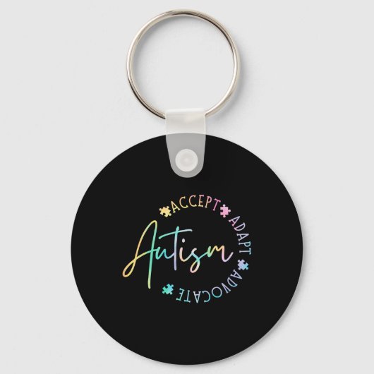 Autisme Bewustzijn Accepteer Adapt Advocate Autism Sleutelhanger (Voorkant)