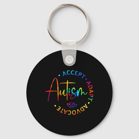 Autisme Bewustzijn Accepteer Adapt Advocate Autism Sleutelhanger (Voorkant)