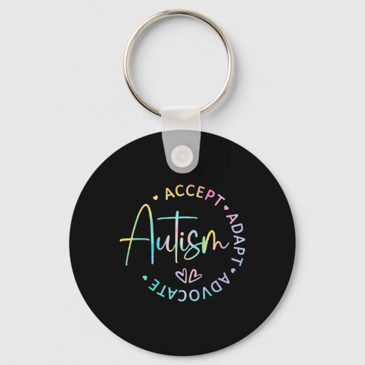 Autisme Bewustzijn Accepteer Adapt Advocate Autism Sleutelhanger (Voorkant)