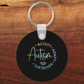 Autisme Bewustzijn Accepteer Adapt Advocate Autism Sleutelhanger (Voorkant)