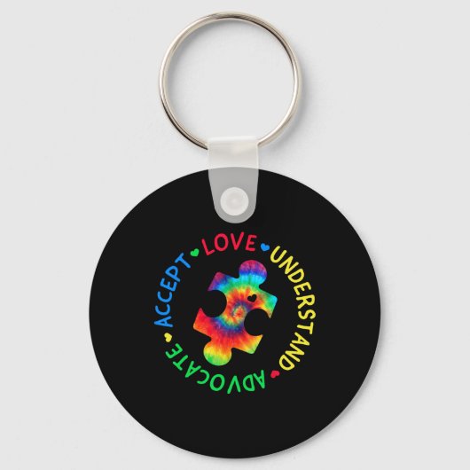 Autisme Bewustzijn Accepteer Adapt Advocate Autism Sleutelhanger (Voorkant)