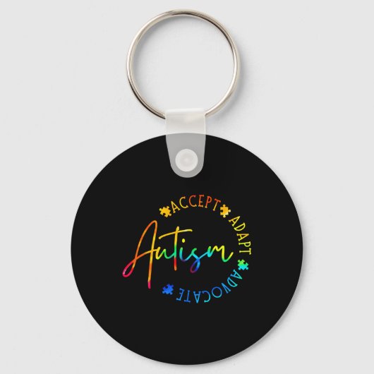 Autisme Bewustzijn Accepteer Adapt Advocate Autism Sleutelhanger (Voorkant)