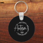 Autisme Bewustzijn Accepteer Adapt Advocate Autism Sleutelhanger (Voorkant)