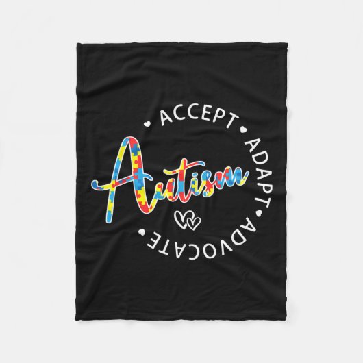 Autisme bewustzijn Accepteer Adapt Advocate Autist Fleece Deken (Voorkant)
