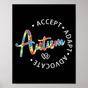 Autisme bewustzijn Accepteer Adapt Advocate Autist Poster