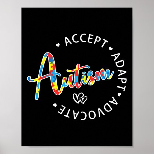 Autisme bewustzijn Accepteer Adapt Advocate Autist Poster (Voorkant)