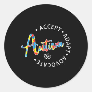 Autisme bewustzijn Accepteer Adapt Advocate Autist Ronde Sticker