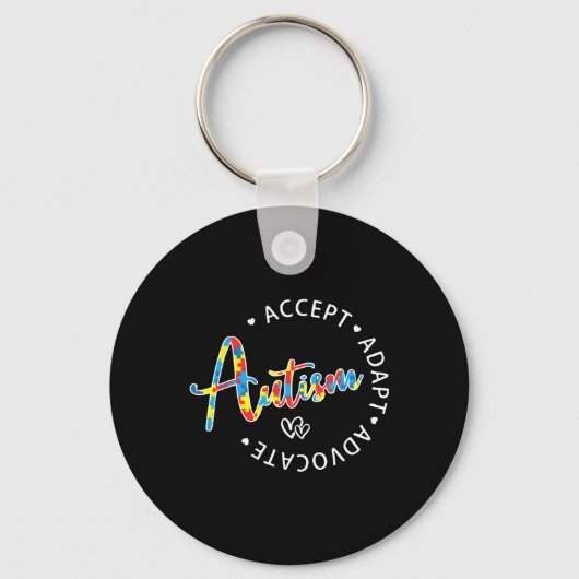 Autisme bewustzijn Accepteer Adapt Advocate Autist Sleutelhanger (Voorkant)