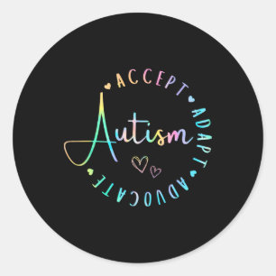 Autisme Bewustzijn Accepteer Adapt Advocate Begrij Ronde Sticker