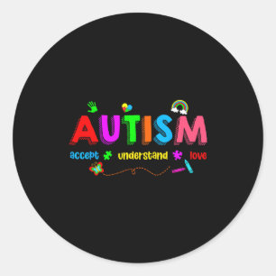 Autisme bewustzijn accepteer begrijp leraar mannen ronde sticker