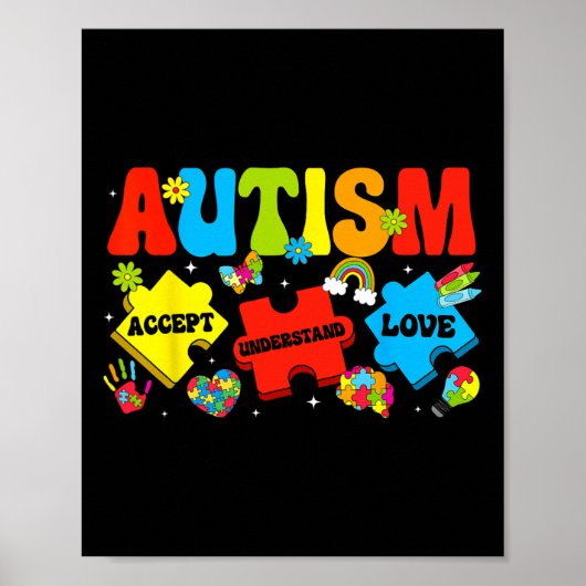 Autisme bewustzijn Accepteer Begrijp Liefde Puzzel Poster (Voorkant)