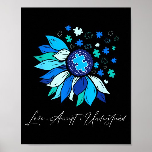 Autisme bewustzijn accepteer begrijp liefde zonneb poster (Voorkant)